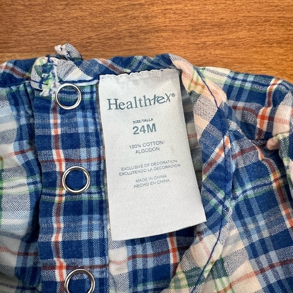Healthtex Plaid Frog Romper Blue Green Orange 24M Boys - Picture 5 of 6